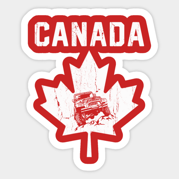 Canada Flag Jeep Canadian America Flag Vintage Jeep Canadian Pride Men/Women/Kid Jeep Sticker by David Darry